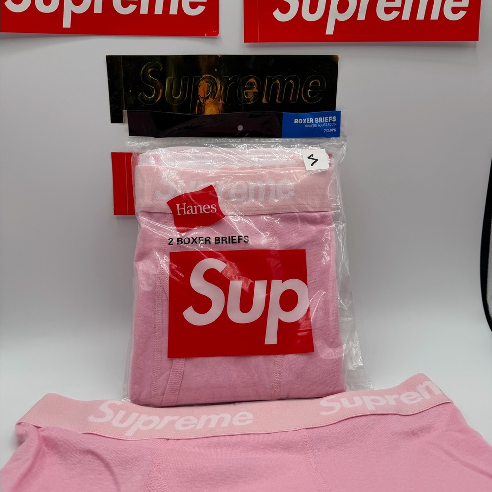Supreme Hanes Pink Boxer Briefs with Supreme Waistband